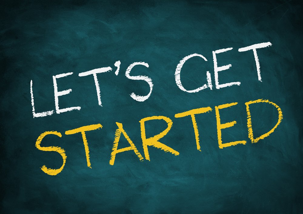 dark background with the words 'Let's Get Started' on it